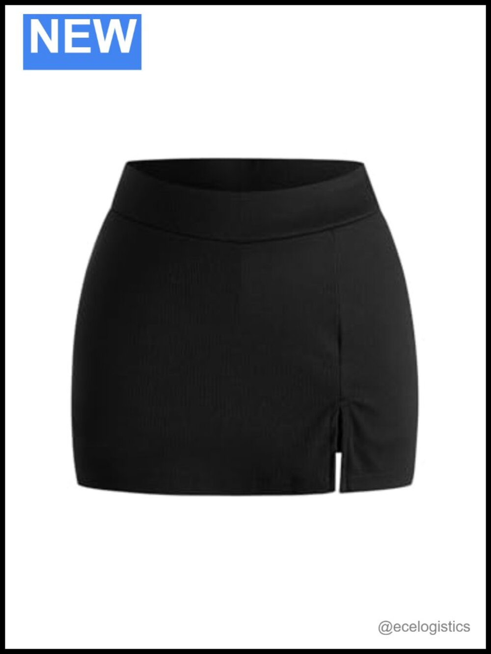 Women's Low Rise Ribbed Knit Split Bodycon Mini Skirt
